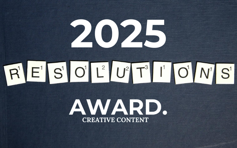 2025 new year’s resolution spelled out with Scrabble tiles and the AWARD Creative Content logo