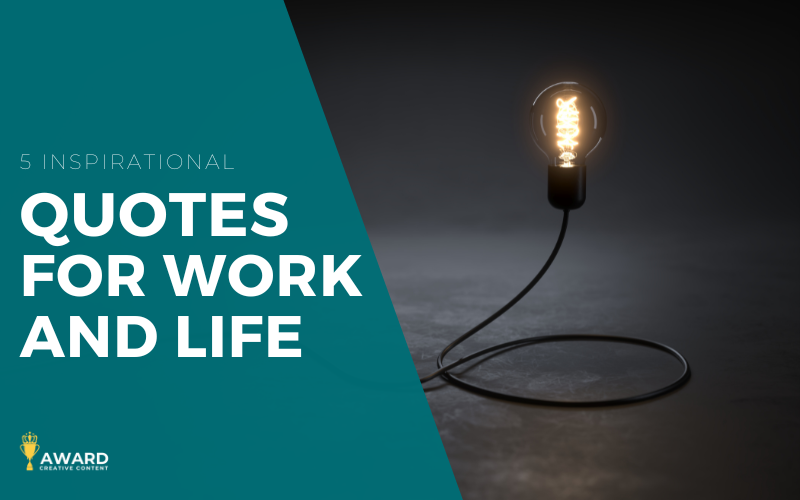 Lightbulb on a dark background, symbolizing the spark behind 5 inspirational quotes for work and life.