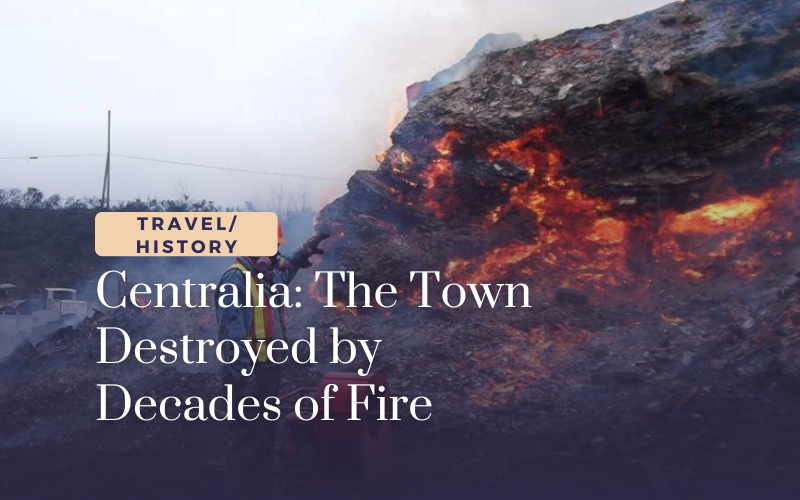 Image of smoldering coal fire in Centralia, a town destroyed by decades-long underground fire.