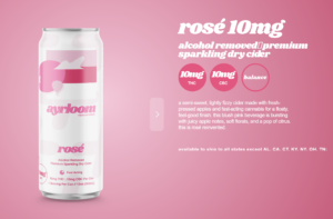Ayrloom Rosé cannabis infused sparkling cider drink with 10mg THC and 10mg CBC in a pink branded can